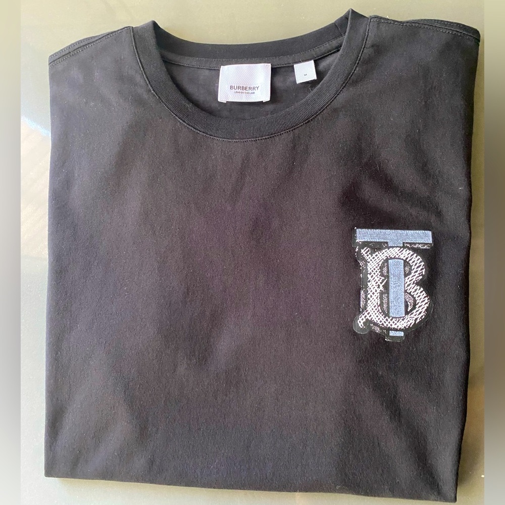 BURBERRY men’s black logo T Shirt - SZ M slim